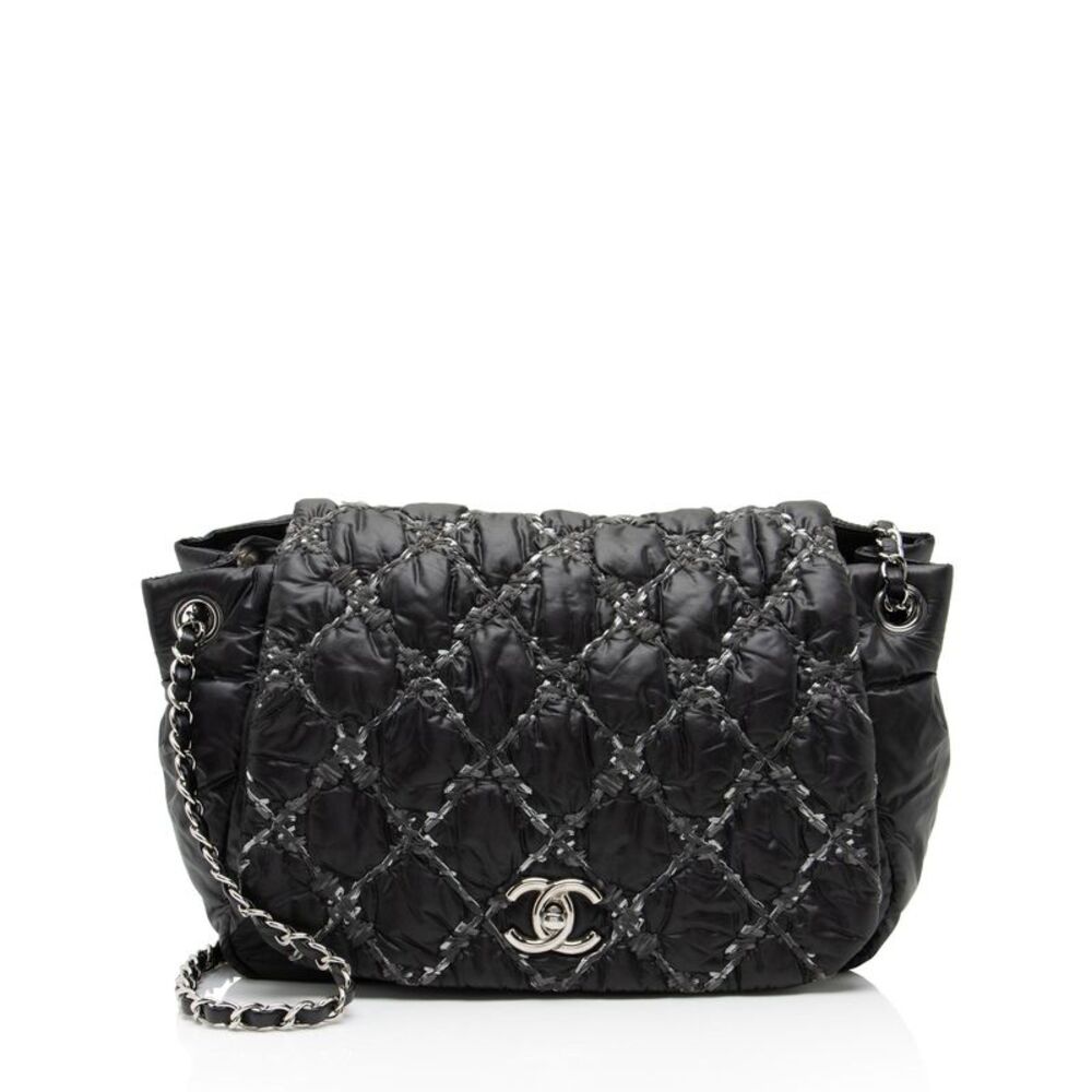 Chanel Lambskin Bubble Quilt Tweed Medium Flap Shoulder Bag